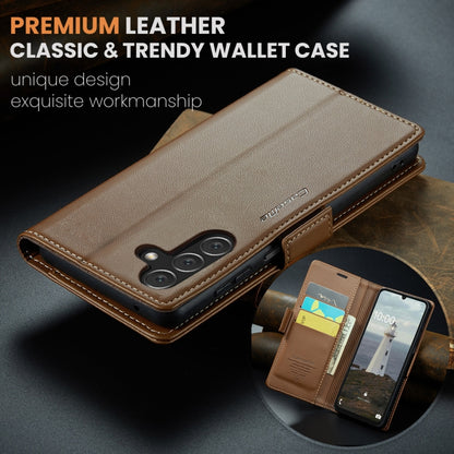 For Samsung Galaxy A16 5G CaseMe 023 Butterfly Buckle Litchi Texture RFID Anti-theft Leather Phone Case(Brown) - Galaxy Phone Cases by CaseMe | Online Shopping South Africa | PMC Jewellery | Buy Now Pay Later Mobicred