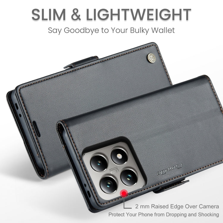 For Xiaomi 14T CaseMe 023 Butterfly Buckle Litchi Texture RFID Anti-theft Leather Phone Case(Black) - free shipping - PMC Jewellery - Order now!