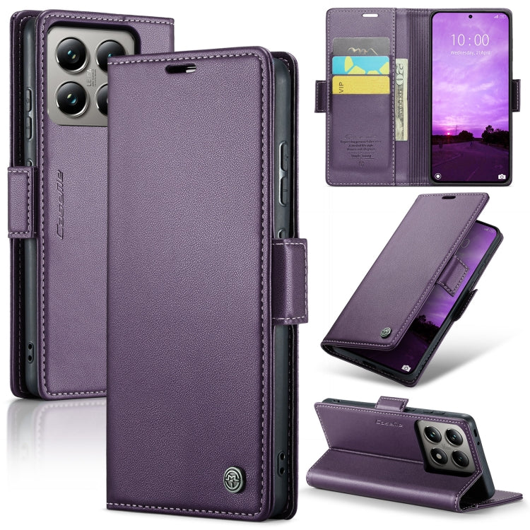 For Xiaomi 14T CaseMe 023 Butterfly Buckle Litchi Texture RFID Anti-theft Leather Phone Case(Purple) - 14T Cases by CaseMe | Online Shopping South Africa | PMC Jewellery | Buy Now Pay Later Mobicred