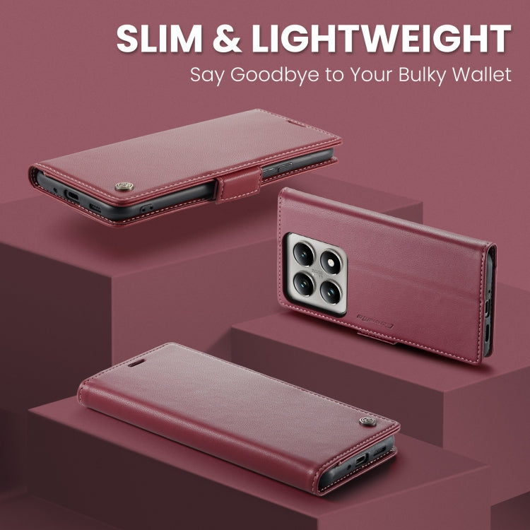 For Xiaomi 14T Pro CaseMe 023 Butterfly Buckle Litchi Texture RFID Anti-theft Leather Phone Case(Red) - free shipping - PMC Jewellery - Order now!