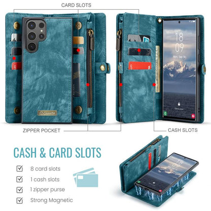 For Samsung Galaxy S25 Ultra 5G CaseMe 008 Detachable Multifunctional Leather Phone Case(Blue) - Galaxy S25 Ultra 5G Cases by CaseMe | Online Shopping South Africa | PMC Jewellery | Buy Now Pay Later Mobicred