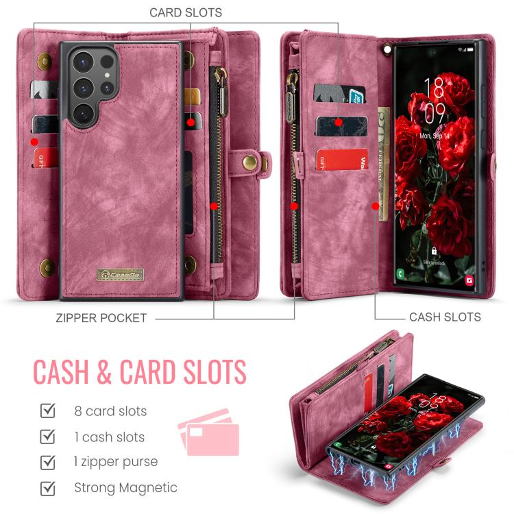 For Samsung Galaxy S25 Ultra 5G CaseMe 008 Detachable Multifunctional Leather Phone Case(Wine Red) - free shipping - PMC Jewellery - Order now!