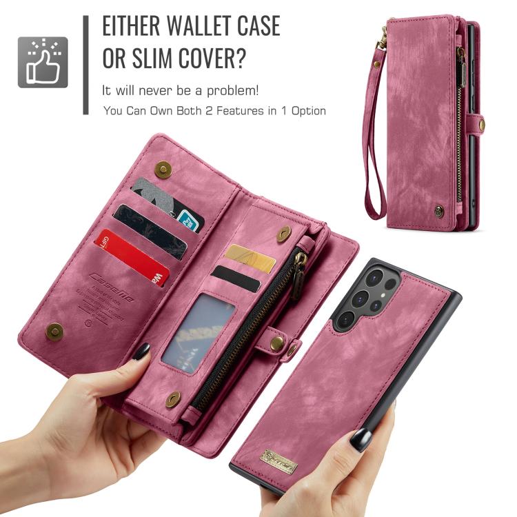 For Samsung Galaxy S25 Ultra 5G CaseMe 008 Detachable Multifunctional Leather Phone Case(Wine Red) - free shipping - PMC Jewellery - Order now!