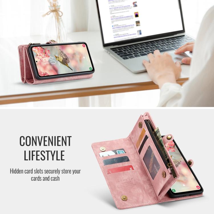 For Samsung Galaxy S25 5G CaseMe 008 Detachable Multifunctional Leather Phone Case(Pink) - Galaxy S25 5G Cases by CaseMe | Online Shopping South Africa | PMC TechLife | Buy Now Pay Later Mobicred