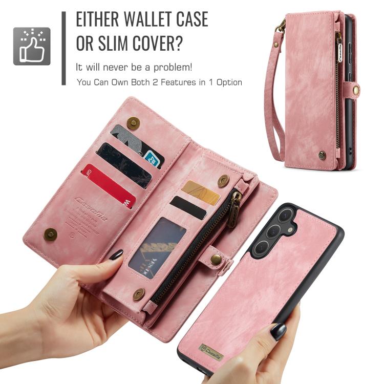 For Samsung Galaxy S25 5G CaseMe 008 Detachable Multifunctional Leather Phone Case(Pink) - Galaxy S25 5G Cases by CaseMe | Online Shopping South Africa | PMC TechLife | Buy Now Pay Later Mobicred