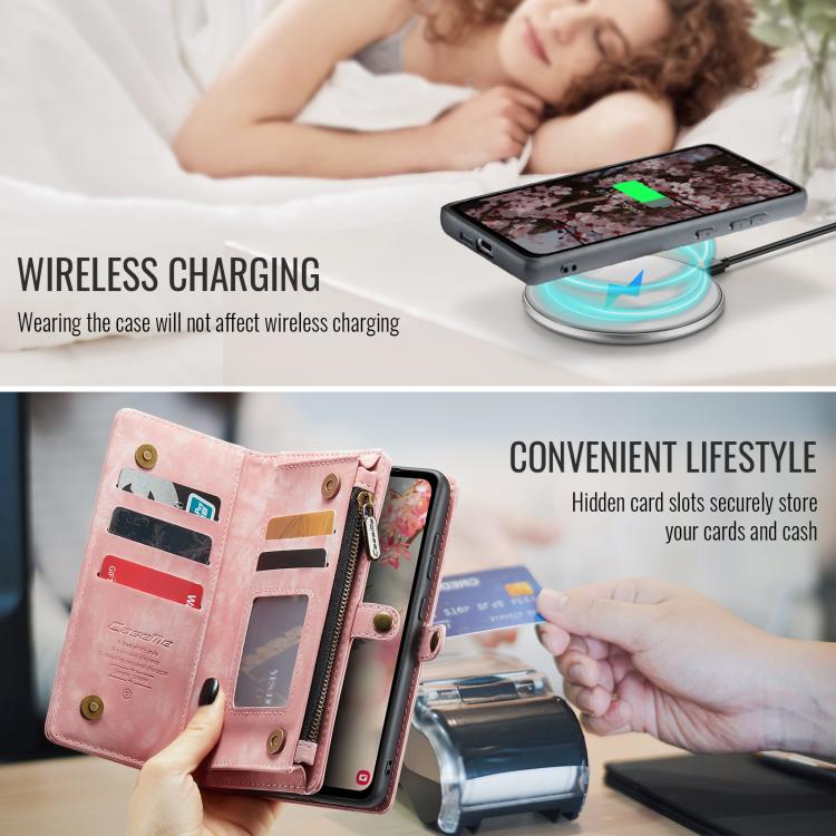 For Samsung Galaxy S25 5G CaseMe 008 Detachable Multifunctional Leather Phone Case(Pink) - Galaxy S25 5G Cases by CaseMe | Online Shopping South Africa | PMC TechLife | Buy Now Pay Later Mobicred