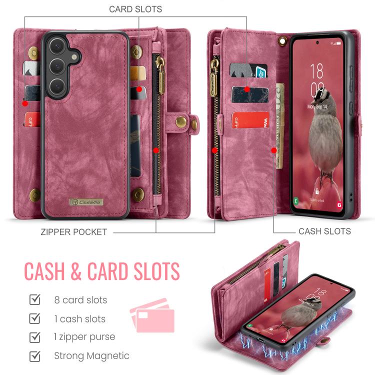 For Samsung Galaxy S25+ 5G CaseMe 008 Detachable Multifunctional Leather Phone Case(Wine Red) - Galaxy S25+ 5G Cases by CaseMe | Online Shopping South Africa | PMC TechLife | Buy Now Pay Later Mobicred