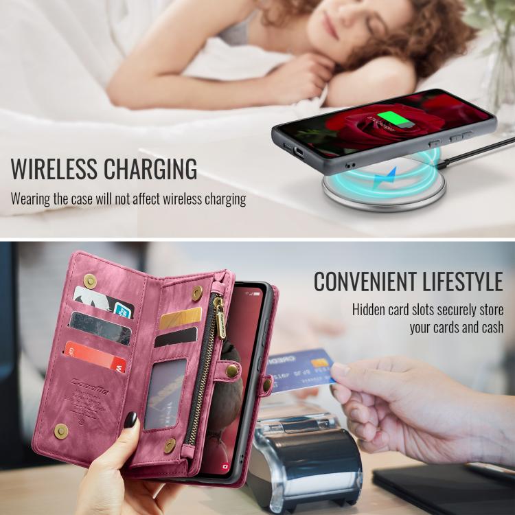 For Samsung Galaxy S25+ 5G CaseMe 008 Detachable Multifunctional Leather Phone Case(Wine Red) - Galaxy S25+ 5G Cases by CaseMe | Online Shopping South Africa | PMC TechLife | Buy Now Pay Later Mobicred
