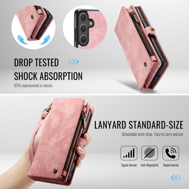For Samsung Galaxy S25+ 5G CaseMe 008 Detachable Multifunctional Leather Phone Case(Pink) - Galaxy S25+ 5G Cases by CaseMe | Online Shopping South Africa | PMC TechLife | Buy Now Pay Later Mobicred