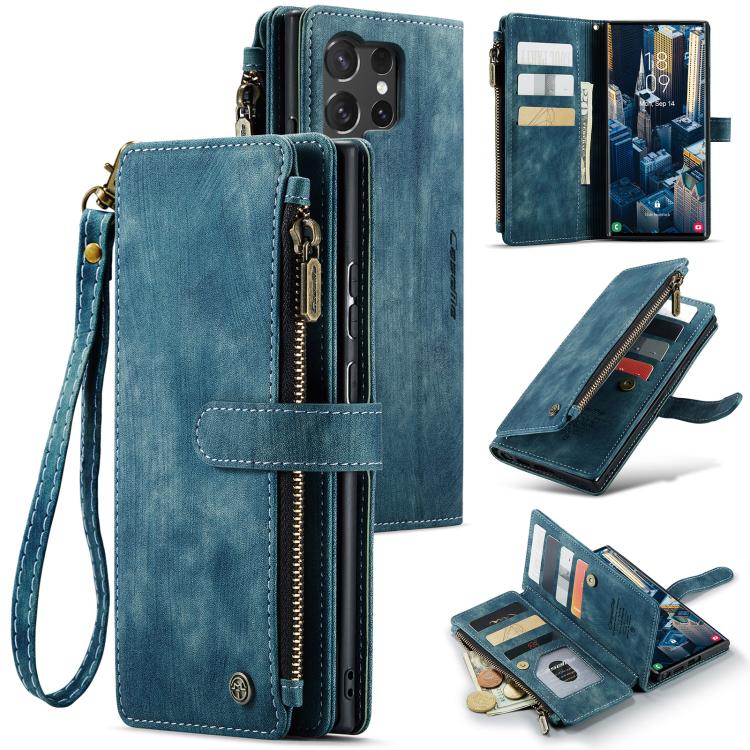For Samsung Galaxy S25 Ultra 5G CaseMe C30 Card Slots Zipper Wallet Leather Phone Case(Blue) - Galaxy S25 Ultra 5G Cases by CaseMe | Online Shopping South Africa | PMC TechLife | Buy Now Pay Later Mobicred