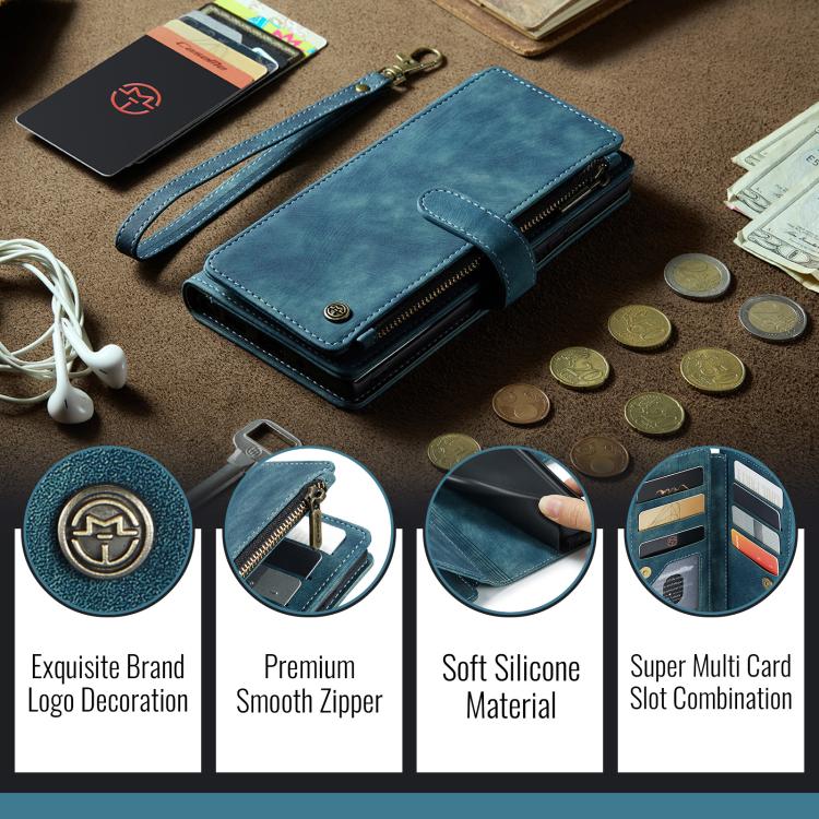 For Samsung Galaxy S25 Ultra 5G CaseMe C30 Card Slots Zipper Wallet Leather Phone Case(Blue) - Galaxy S25 Ultra 5G Cases by CaseMe | Online Shopping South Africa | PMC TechLife | Buy Now Pay Later Mobicred