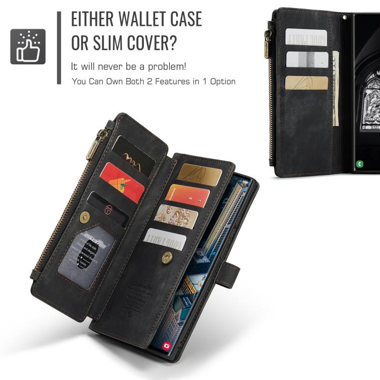 For Samsung Galaxy S25 Ultra 5G CaseMe C30 Card Slots Zipper Wallet Leather Phone Case(Black) - free shipping - PMC TechLife - Order now!