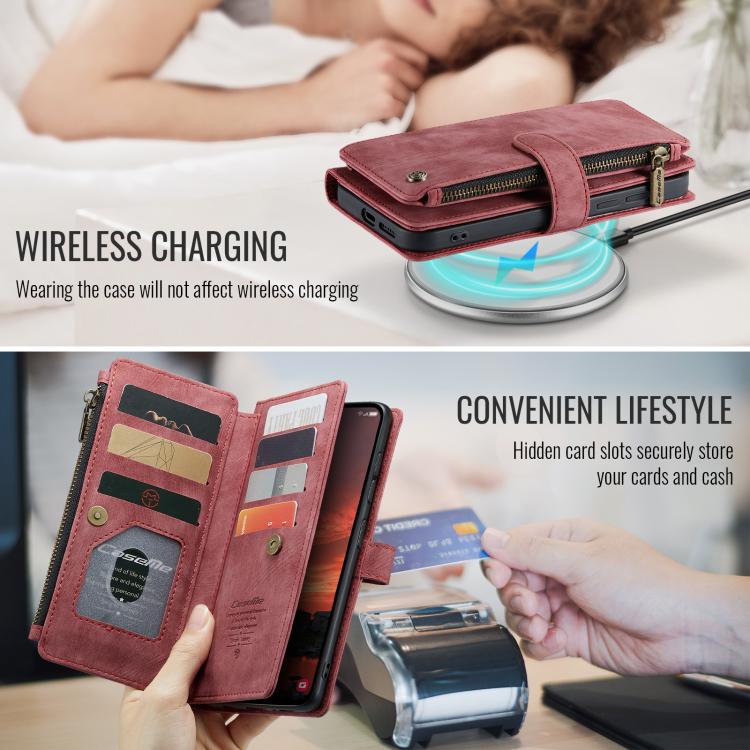 For Samsung Galaxy S25 Ultra 5G CaseMe C30 Card Slots Zipper Wallet Leather Phone Case(Red) - free shipping - PMC TechLife - Order now!