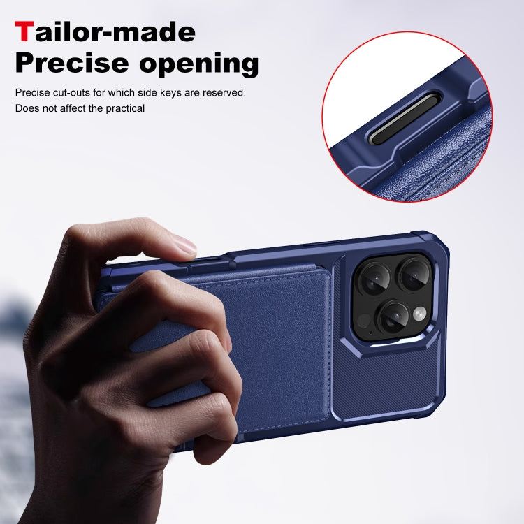 For iPhone 16 Pro Max ENKAY Hat-Prince Card Slot Wallet TPU Back Leather Phone Case with Lens Film(Dark Blue) - iPhone 16 Pro Max Cases by ENKAY | Online Shopping South Africa | PMC Jewellery | Buy Now Pay Later Mobicred