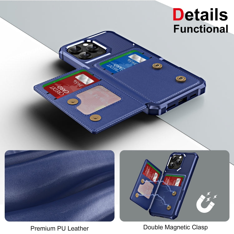 For iPhone 16 Pro Max ENKAY Hat-Prince Card Slot Wallet TPU Back Leather Phone Case with Lens Film(Cyan) - iPhone 16 Pro Max Cases by ENKAY | Online Shopping South Africa | PMC Jewellery | Buy Now Pay Later Mobicred