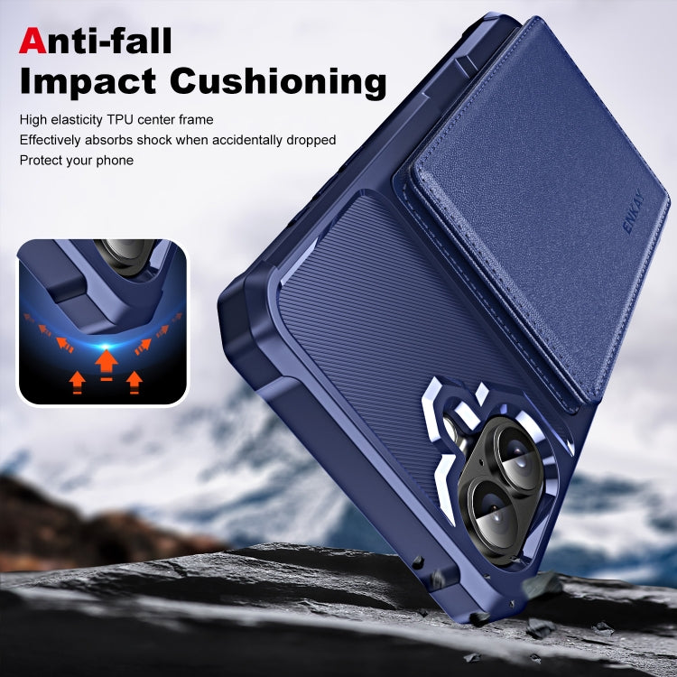 For iPhone 16 ENKAY Hat-Prince Card Slot Wallet TPU Back Leather Phone Case with Lens Film(Black) - free shipping - PMC Jewellery - Order now!