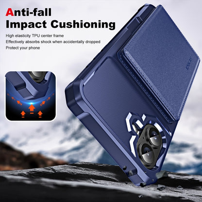 For iPhone 16 ENKAY Hat-Prince Card Slot Wallet TPU Back Leather Phone Case with Lens Film(Dark Blue) - iPhone 16 Cases by ENKAY | Online Shopping South Africa | PMC Jewellery | Buy Now Pay Later Mobicred