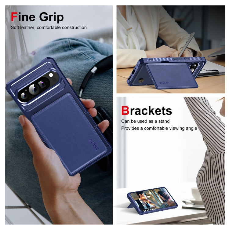 For Google Pixel 9 Pro XL ENKAY Hat-Prince Card Slot Wallet TPU Back Leather Phone Case with Lens Film(Black) - free shipping - PMC TechLife - Order now!