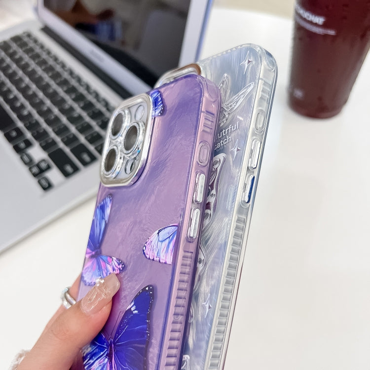 For iPhone 16e Plating Texture Butterfly Wristband TPU Phone Case with Glitter Lens Film(Pink Butterflies HU5) - iPhone 16e Cases by PMC TechLife | Online Shopping South Africa | PMC TechLife | Buy Now Pay Later Mobicred