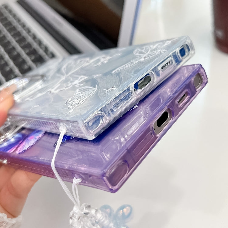 For Samsung Galaxy S25 Ultra 5G Plating Texture Butterfly Wristband TPU Phone Case with Glitter Lens Film(Flowers Butterflies HU1) - Galaxy S25 Ultra 5G Cases by PMC Jewellery | Online Shopping South Africa | PMC Jewellery | Buy Now Pay Later Mobicred