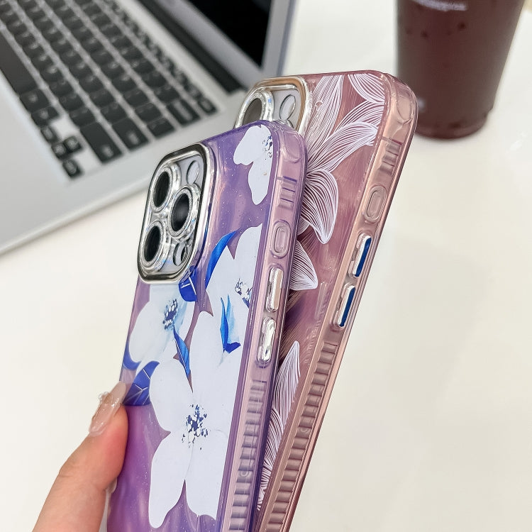 For iPhone 16e Electroplating Flowers Plants Texture TPU Phone Case(Wildflower FL2) - iPhone 16e Cases by PMC TechLife | Online Shopping South Africa | PMC TechLife | Buy Now Pay Later Mobicred