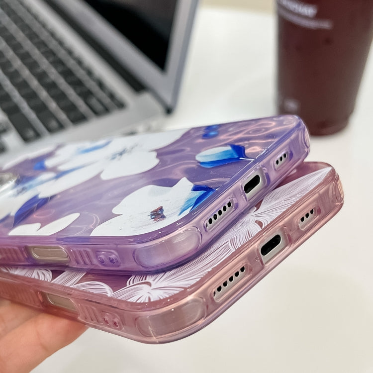 For iPhone 16e Electroplating Flowers Plants Texture TPU Phone Case(Lavender FL3) - iPhone 16e Cases by PMC TechLife | Online Shopping South Africa | PMC TechLife | Buy Now Pay Later Mobicred