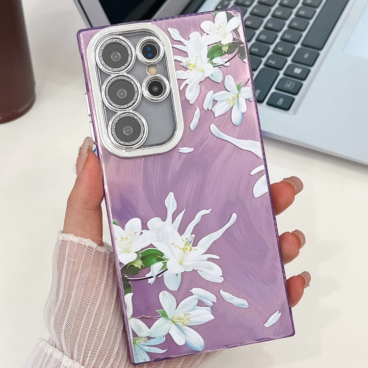 For Samsung Galaxy S25 Ultra 5G Electroplating Flowers Plants Texture TPU Phone Case(Gardenia FL15) - free shipping - PMC Jewellery - Order now!