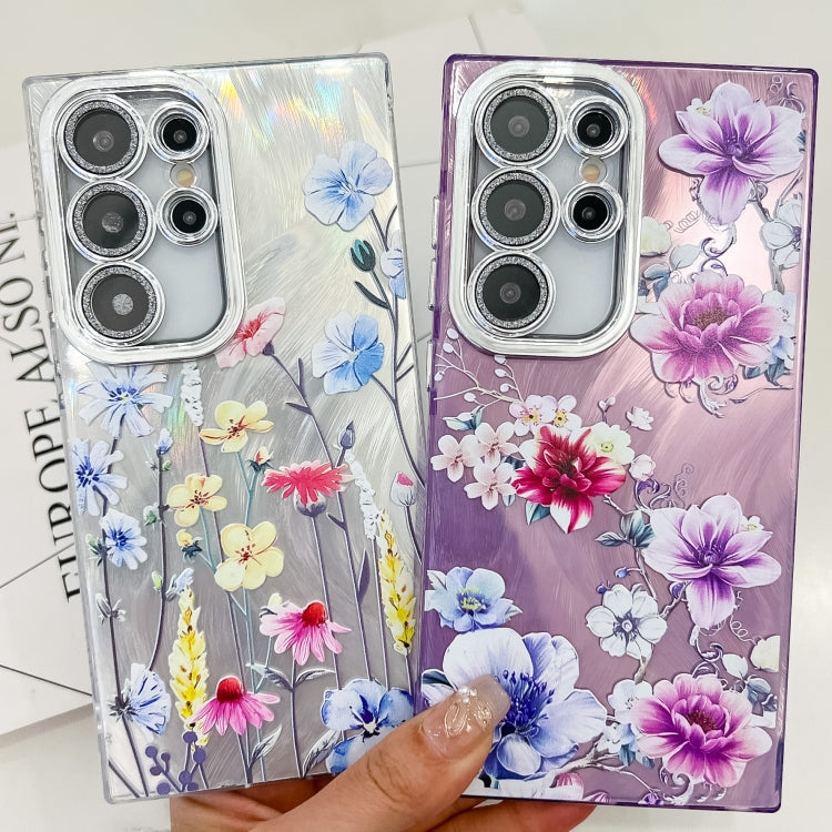 For Samsung Galaxy S25+ 5G Electroplating Flowers Plants Texture TPU Phone Case(Plum Flower FL6) - Galaxy S25+ 5G Cases by PMC Jewellery | Online Shopping South Africa | PMC Jewellery | Buy Now Pay Later Mobicred