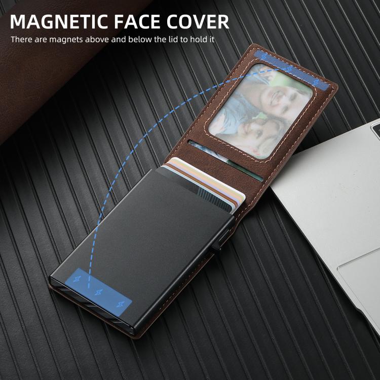 For iPhone 16e Suteni H19 Litchi Grain 2-in-1 MagSafe Removable Card Box Back Phone Case(Brown) - iPhone 16e Cases by Suteni | Online Shopping South Africa | PMC TechLife | Buy Now Pay Later Mobicred