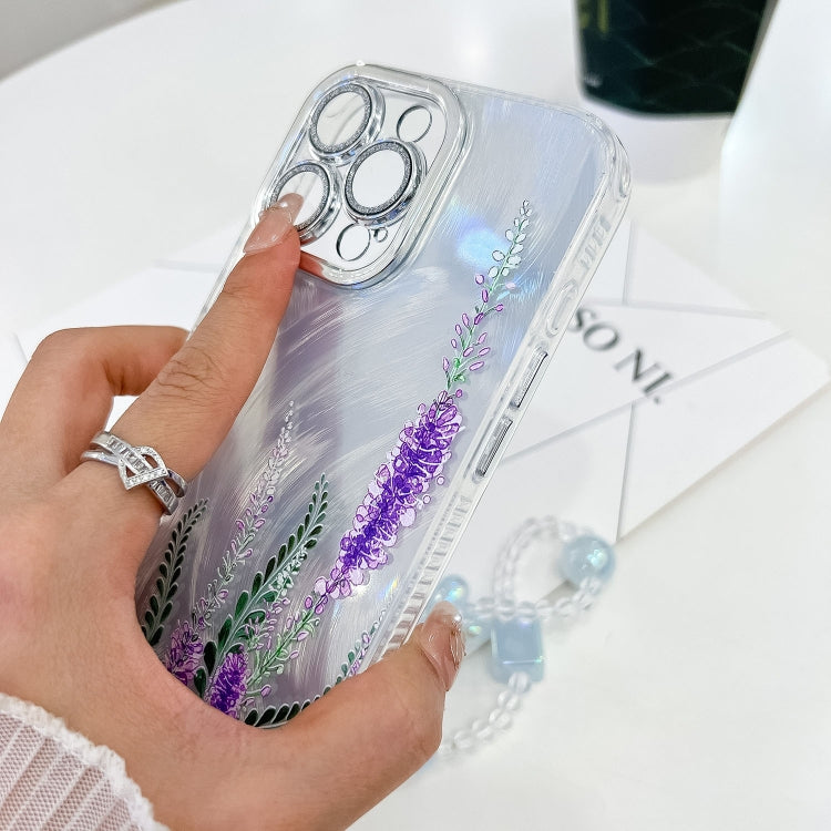 For iPhone 16e Electroplating Flowers Plants Texture Wristband TPU Phone Case(Azalea FL4) - iPhone 16e Cases by PMC TechLife | Online Shopping South Africa | PMC TechLife | Buy Now Pay Later Mobicred