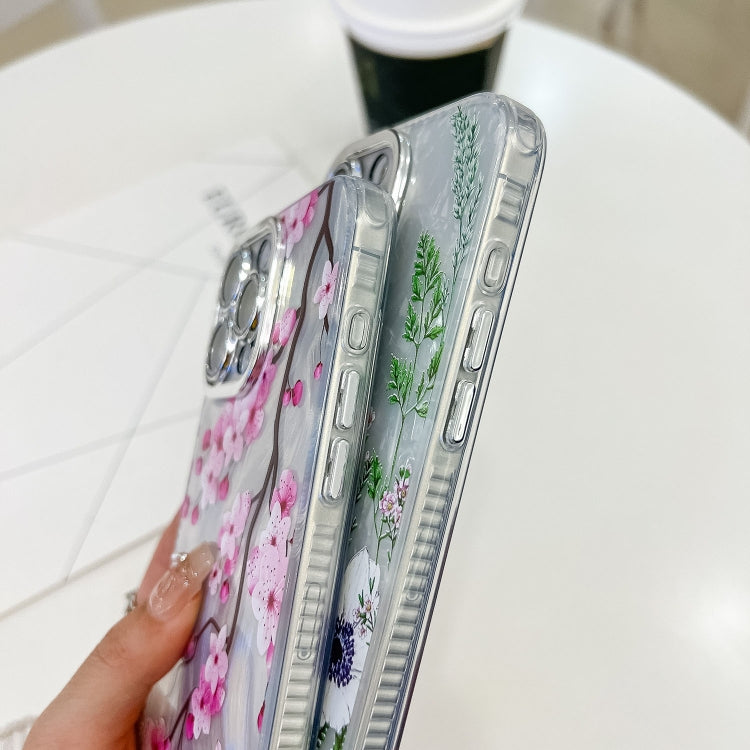 For iPhone 16e Electroplating Flowers Plants Texture Wristband TPU Phone Case(Colorful Peony FL10) - iPhone 16e Cases by PMC TechLife | Online Shopping South Africa | PMC TechLife | Buy Now Pay Later Mobicred