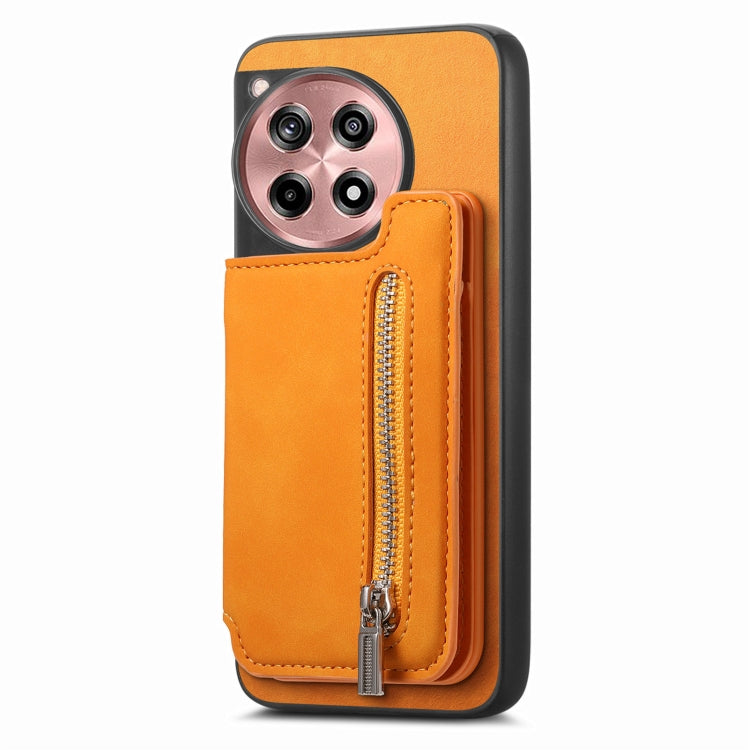For OnePlus Nord CE4 / Ace 3V Retro MagSafe Zipper Wallet Card Bag Back Phone Case(Yellow) - OnePlus Cases by PMC TechLife | Online Shopping South Africa | PMC TechLife | Buy Now Pay Later Mobicred