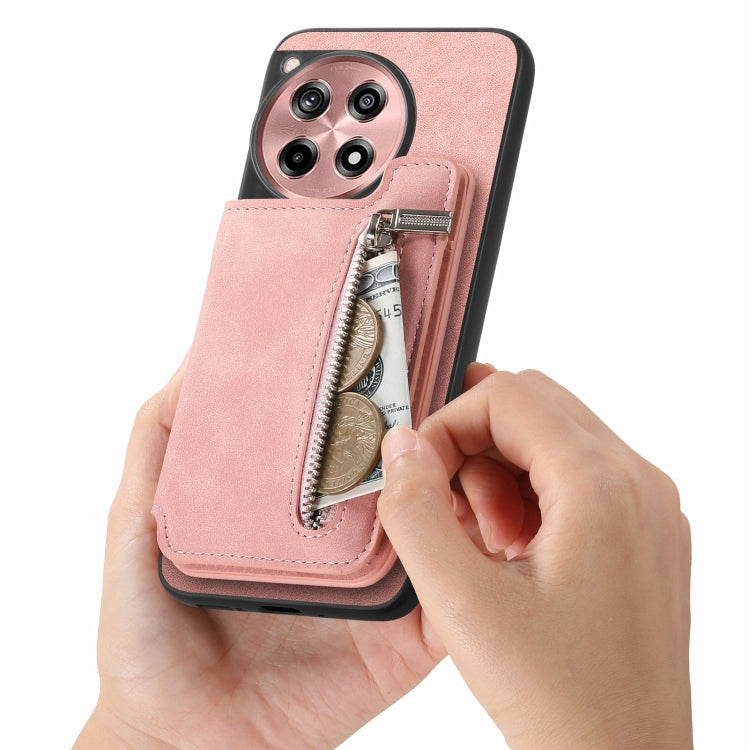 For OnePlus Nord CE4 / Ace 3V Retro MagSafe Zipper Wallet Card Bag Back Phone Case(Pink) - OnePlus Cases by PMC TechLife | Online Shopping South Africa | PMC TechLife | Buy Now Pay Later Mobicred