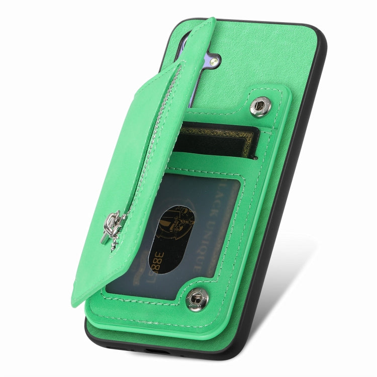 For OnePlus Nord CE4 / Ace 3V Retro MagSafe Zipper Wallet Card Bag Back Phone Case(Green) - OnePlus Cases by PMC TechLife | Online Shopping South Africa | PMC TechLife | Buy Now Pay Later Mobicred