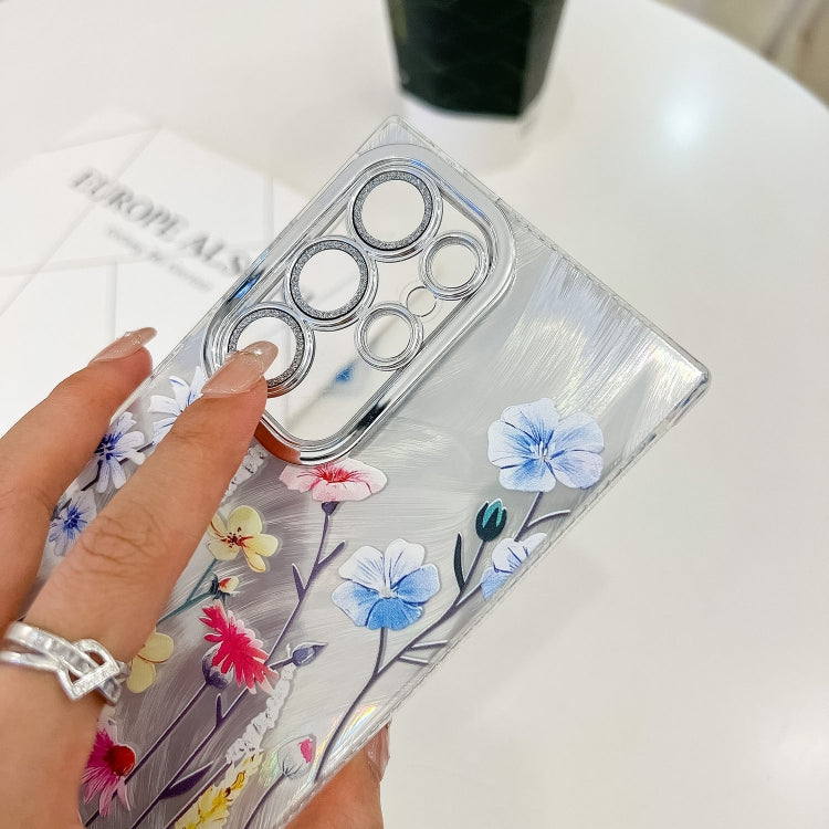 For Samsung Galaxy S25+ 5G Electroplating Flowers Plants Texture Wristband TPU Phone Case(Peony FL14) - free shipping - PMC Jewellery - Order now!