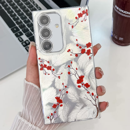 For Samsung Galaxy S25+ 5G Electroplating Flower Texture TPU Phone Case(Red Plum Blossom SH2) - Galaxy S25+ 5G Cases by PMC Jewellery | Online Shopping South Africa | PMC Jewellery | Buy Now Pay Later Mobicred