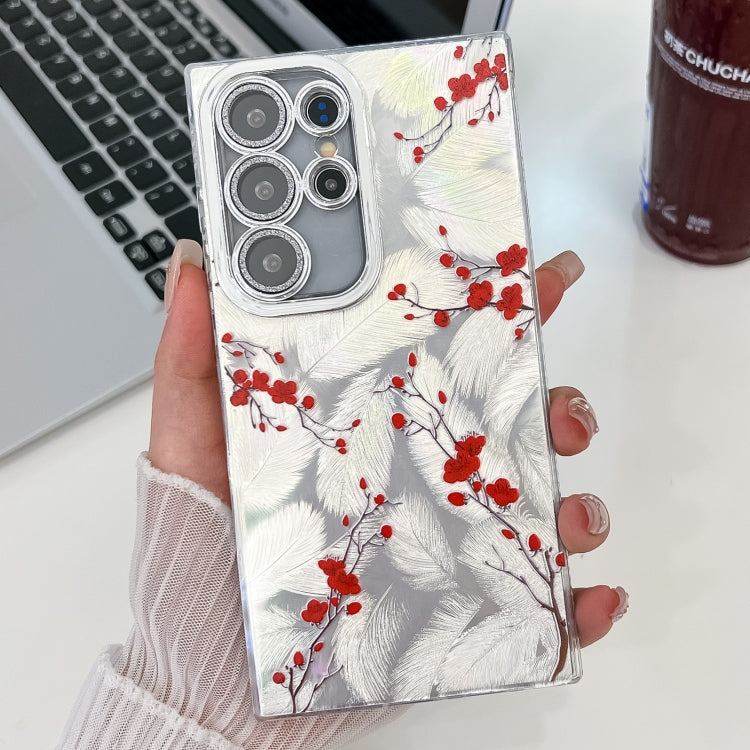 For Samsung Galaxy S25 Ultra 5G Electroplating Flower Texture TPU Phone Case(Red Plum Blossom SH2) - Galaxy S25 Ultra 5G Cases by PMC Jewellery | Online Shopping South Africa | PMC Jewellery | Buy Now Pay Later Mobicred