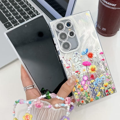 For Samsung Galaxy S25+ 5G Electroplating Flower Texture Wristband TPU Phone Case(Yellow Wildflower SH6) - Galaxy S25+ 5G Cases by PMC Jewellery | Online Shopping South Africa | PMC Jewellery | Buy Now Pay Later Mobicred