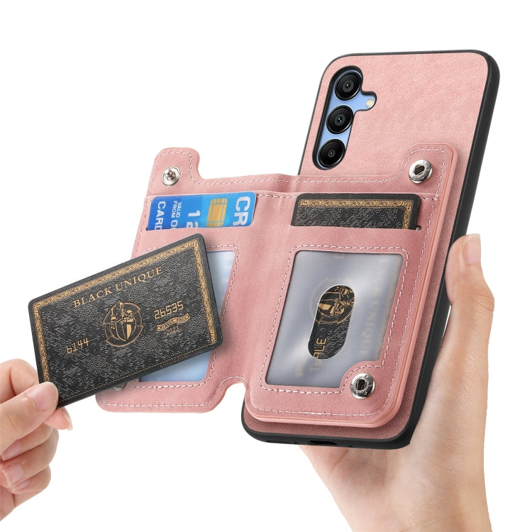 For Samsung Galaxy S25 5G Retro MagSafe Zipper Wallet Card Bag Back Phone Case(Pink) - Galaxy S25 5G Cases by PMC Jewellery | Online Shopping South Africa | PMC Jewellery | Buy Now Pay Later Mobicred
