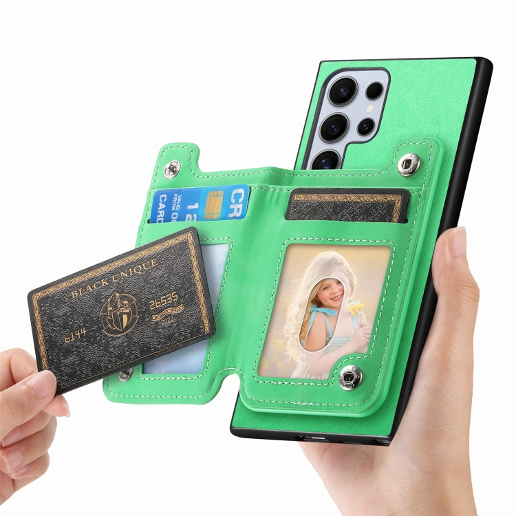 For Samsung Galaxy S25 Ultra 5G Retro MagSafe Zipper Wallet Card Bag Back Phone Case(Green) - Galaxy S25 Ultra 5G Cases by PMC TechLife | Online Shopping South Africa | PMC TechLife | Buy Now Pay Later Mobicred