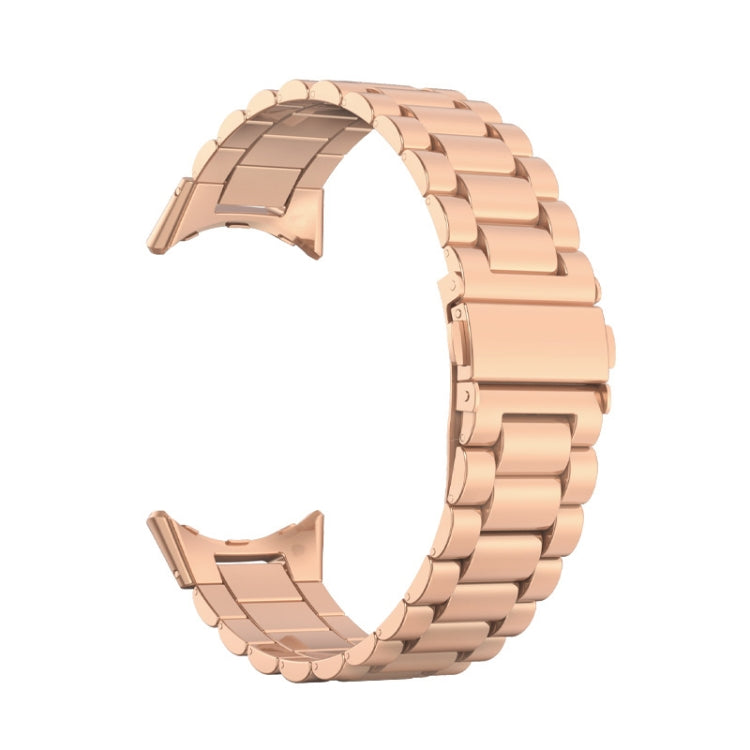 For Google Pixel Watch 3 45mm Three Beads Stainless Steel Folding Buckle Integrated Watch Band(Rose Gold) - free shipping - PMC TechLife - Order now!