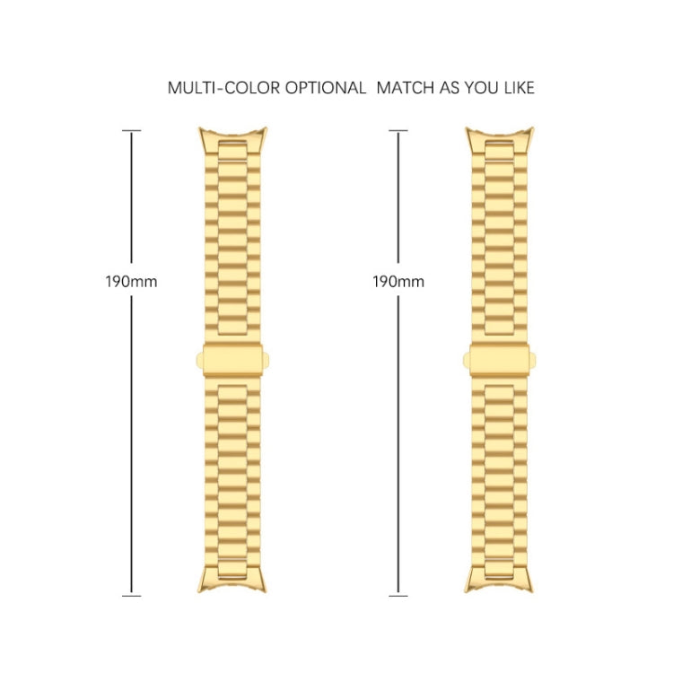 For Google Pixel Watch 3 45mm Three Beads Stainless Steel Folding Buckle Integrated Watch Band(Rose Gold) - free shipping - PMC TechLife - Order now!