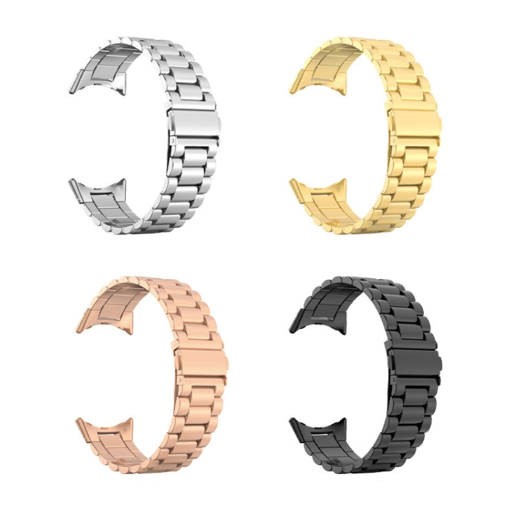 For Google Pixel Watch 3 45mm Three Beads Stainless Steel Folding Buckle Integrated Watch Band(Rose Gold) - free shipping - PMC TechLife - Order now!