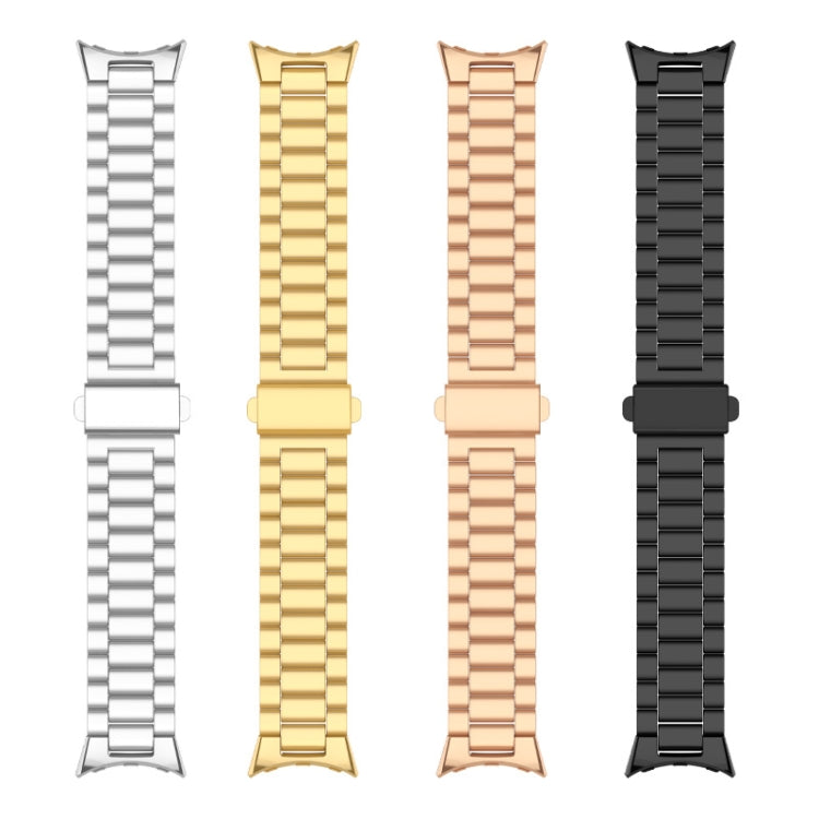 For Google Pixel Watch 3 45mm Three Beads Stainless Steel Folding Buckle Integrated Watch Band(Rose Gold) - free shipping - PMC TechLife - Order now!
