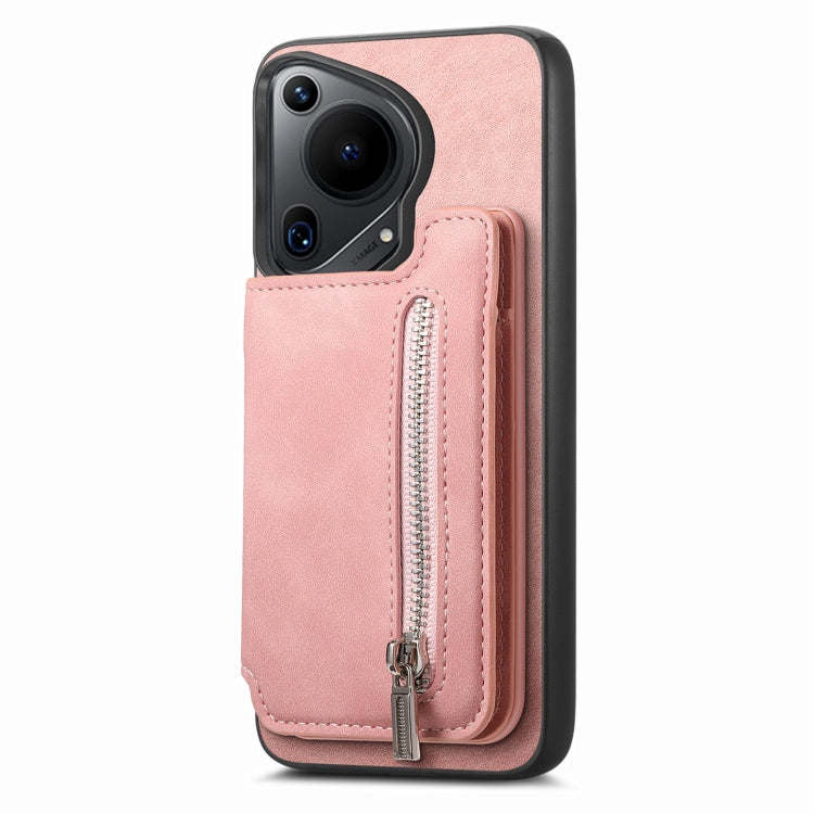For Huawei nova 12 / 13 Retro MagSafe Zipper Wallet Card Bag Back Phone Case(Pink) - Huawei Cases by PMC TechLife | Online Shopping South Africa | PMC TechLife | Buy Now Pay Later Mobicred