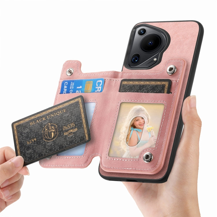 For Huawei nova 12 / 13 Retro MagSafe Zipper Wallet Card Bag Back Phone Case(Pink) - Huawei Cases by PMC TechLife | Online Shopping South Africa | PMC TechLife | Buy Now Pay Later Mobicred