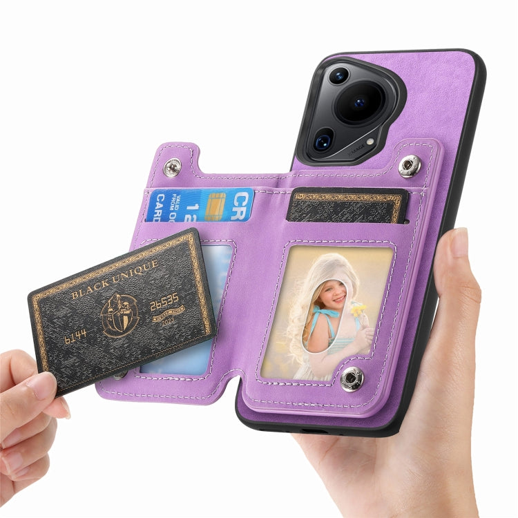 For Huawei nova 12 / 13 Retro MagSafe Zipper Wallet Card Bag Back Phone Case(Purple) - free shipping - PMC TechLife - Order now!