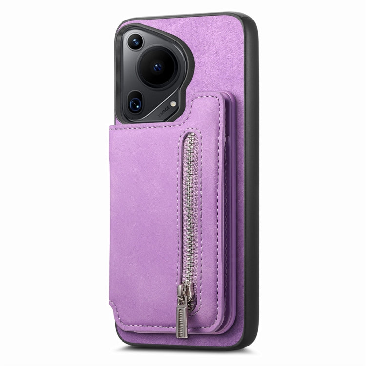 For Huawei nova 13 Pro Retro MagSafe Zipper Wallet Card Bag Back Phone Case(Purple) - Huawei Cases by PMC TechLife | Online Shopping South Africa | PMC TechLife | Buy Now Pay Later Mobicred