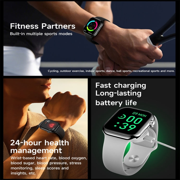 KL08 2.04 inch Color Screen Smart Watch Silicone Strap, Support Bluetooth Call(Silver) - Smart Watches by PMC TechLife | Online Shopping South Africa | PMC TechLife | Buy Now Pay Later Mobicred