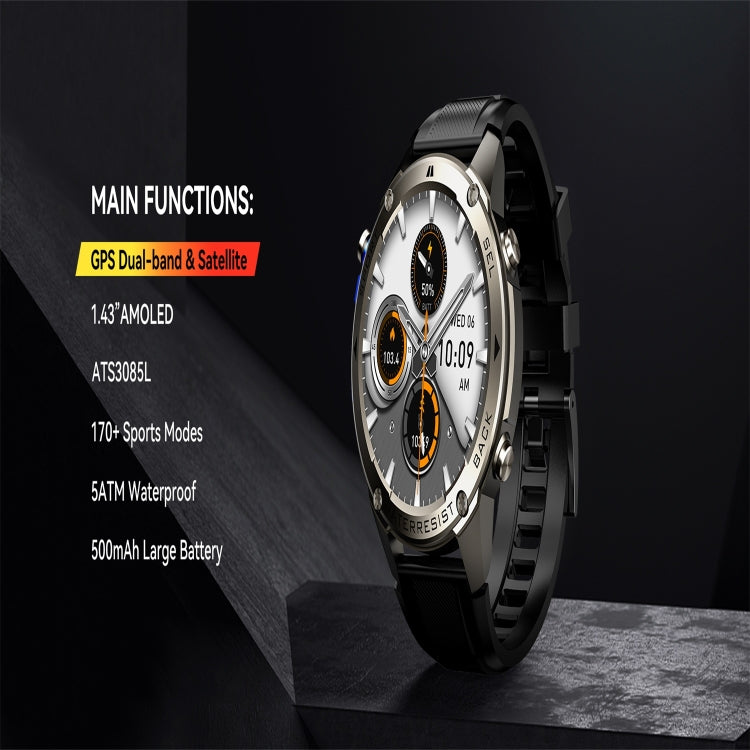 DM56 1.43 inch Color Screen Smart Watch, Support Bluetooth Call / Health Monitoring(Black) - Smart Watches by PMC TechLife | Online Shopping South Africa | PMC TechLife | Buy Now Pay Later Mobicred